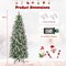 Green Pencil Christmas Tree with Warm White Lights, Snow-Frosted Tips and Metal Base